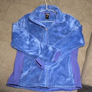 The North Face Plush Blue Fleece Jacket with Purple Panels